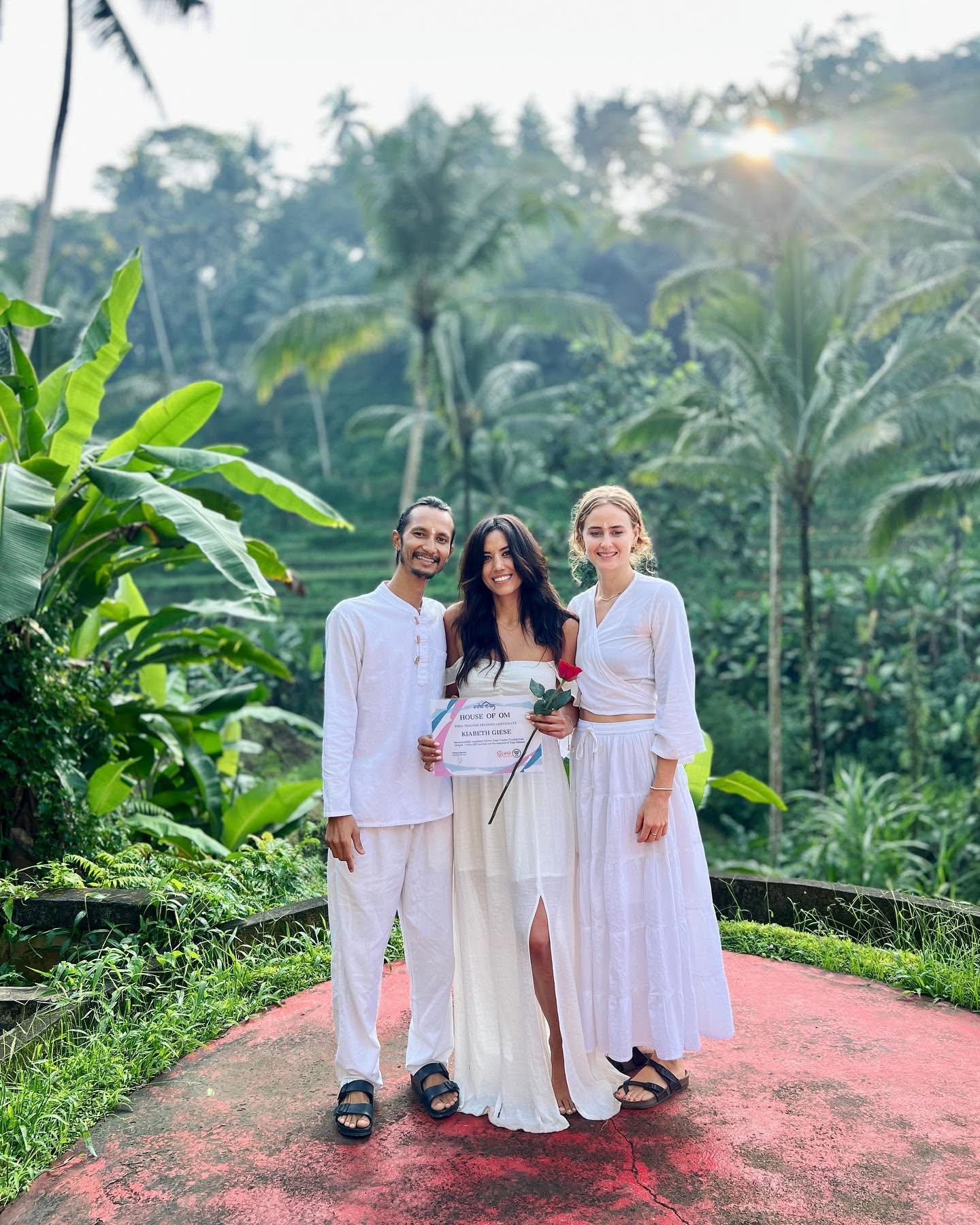 Kiabeth completing her yoga teacher training in Bali.